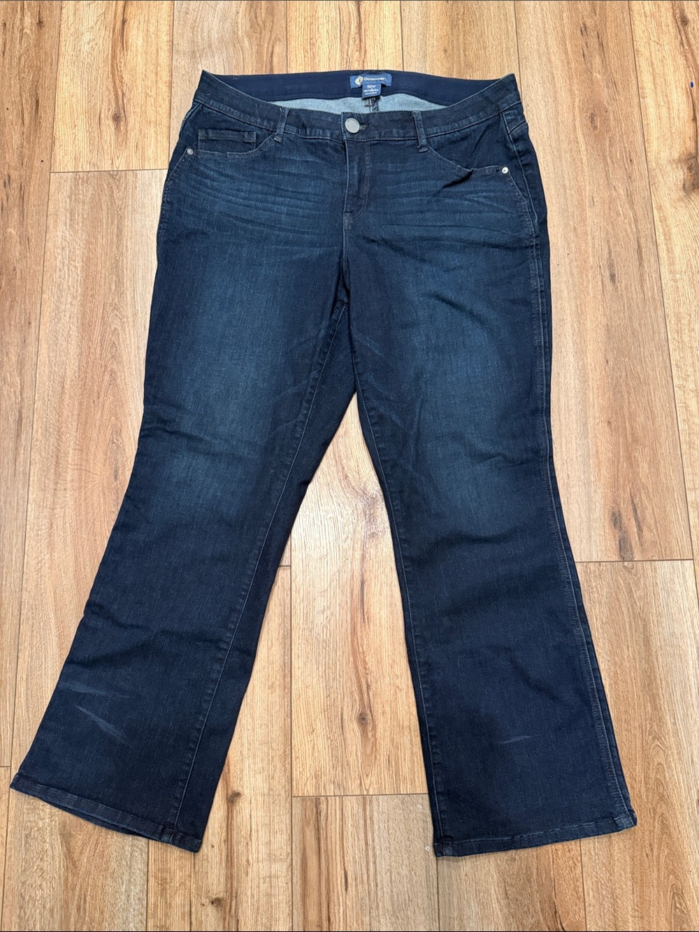Democracy Ab Solution Womens 20W Wide Leg Dk. Blue Jeans Stretch Denim Plus Size